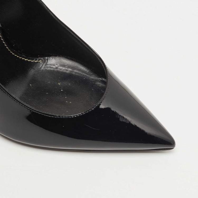 Pre Owned Saint Laurent Black Patent Opyum Pointed Toe Pumps Size 38