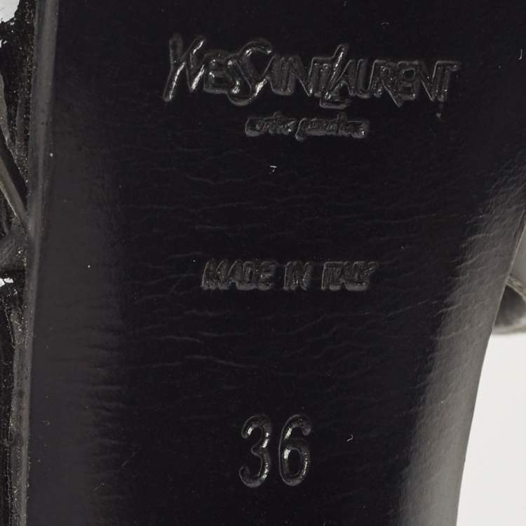 Pre Owned Saint Laurent Black Patent Leather Tribute Sandals Size 36