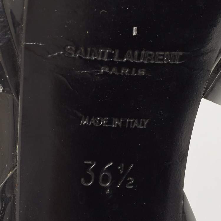 Pre Owned Saint Laurent Black Patent Leather Tribute Sandals Size 36.5