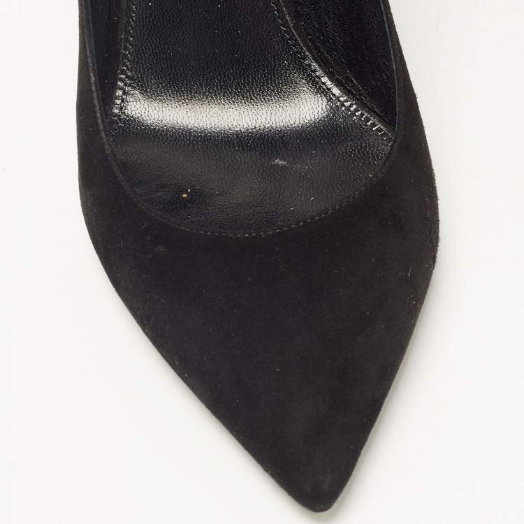 Pre Owned Saint Laurent Black Suede Anja Pumps Size 38.5