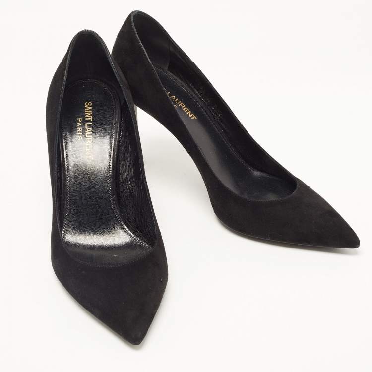 Pre Owned Saint Laurent Black Suede Anja Pumps Size 38.5