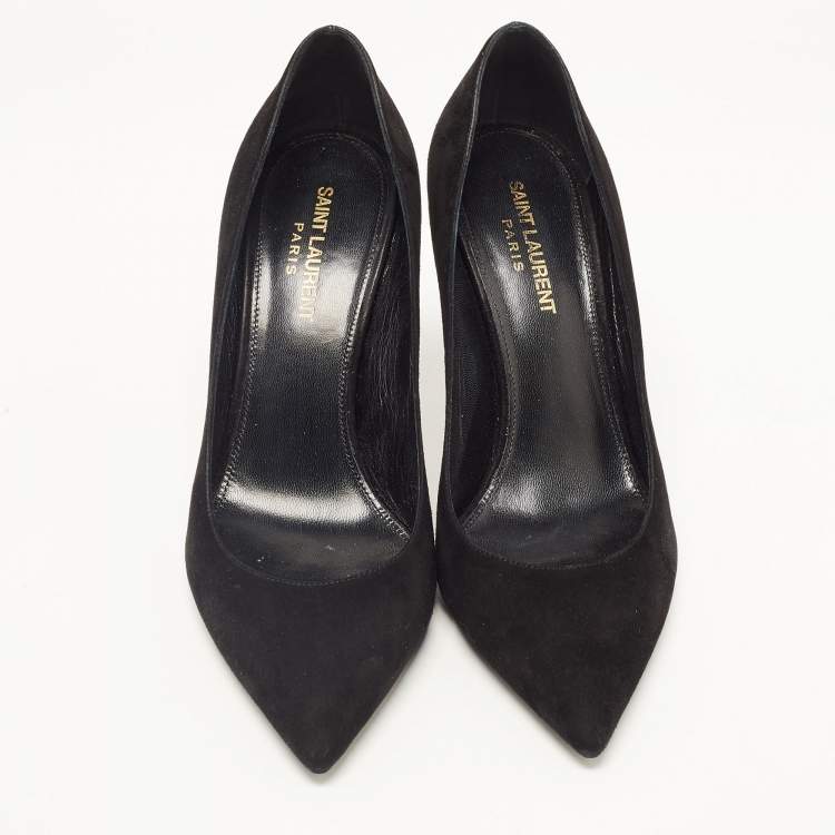 Pre Owned Saint Laurent Black Suede Anja Pumps Size 38.5