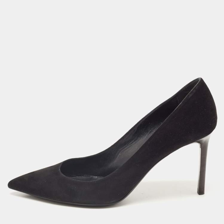 Pre Owned Saint Laurent Black Suede Anja Pumps Size 38.5