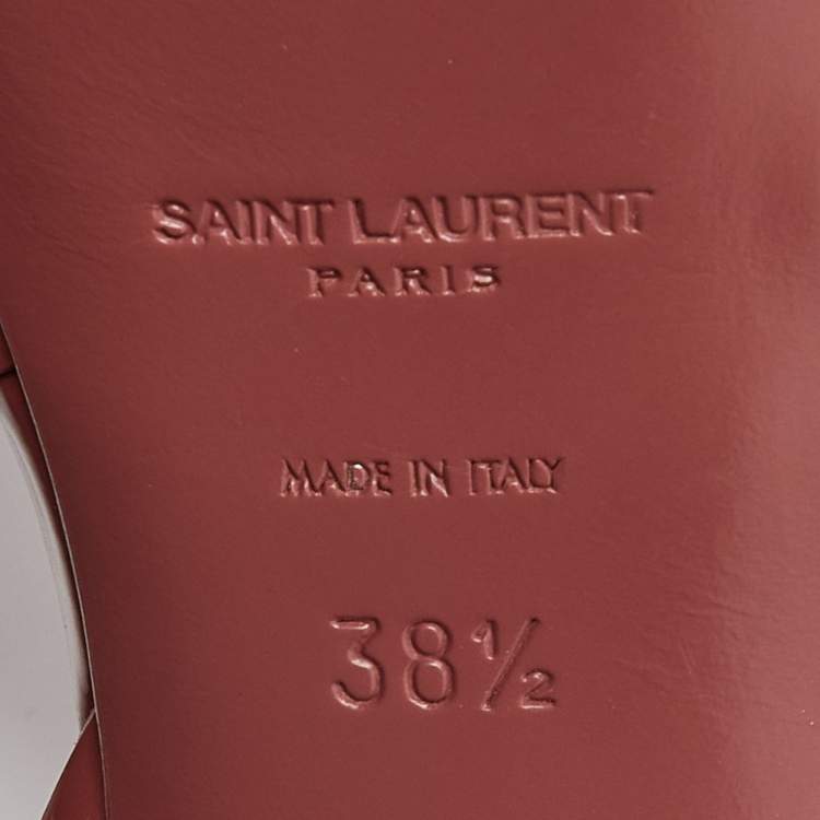 Pre Owned Saint Laurent Pink Patent Leather Tribute Sandals Size 38.5