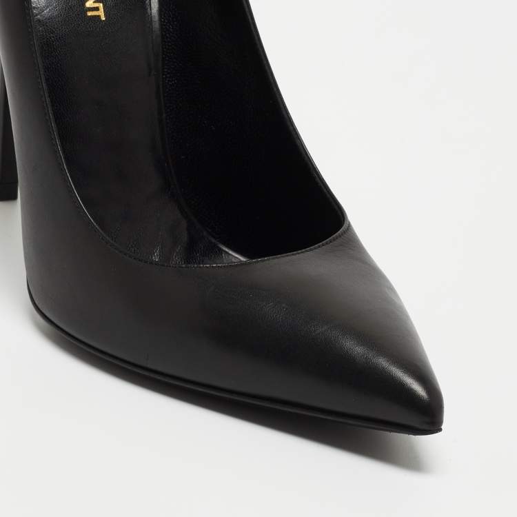 Pre Owned Saint Laurent Paris Black Leather Anja Pointed Toe Pumps Size 40