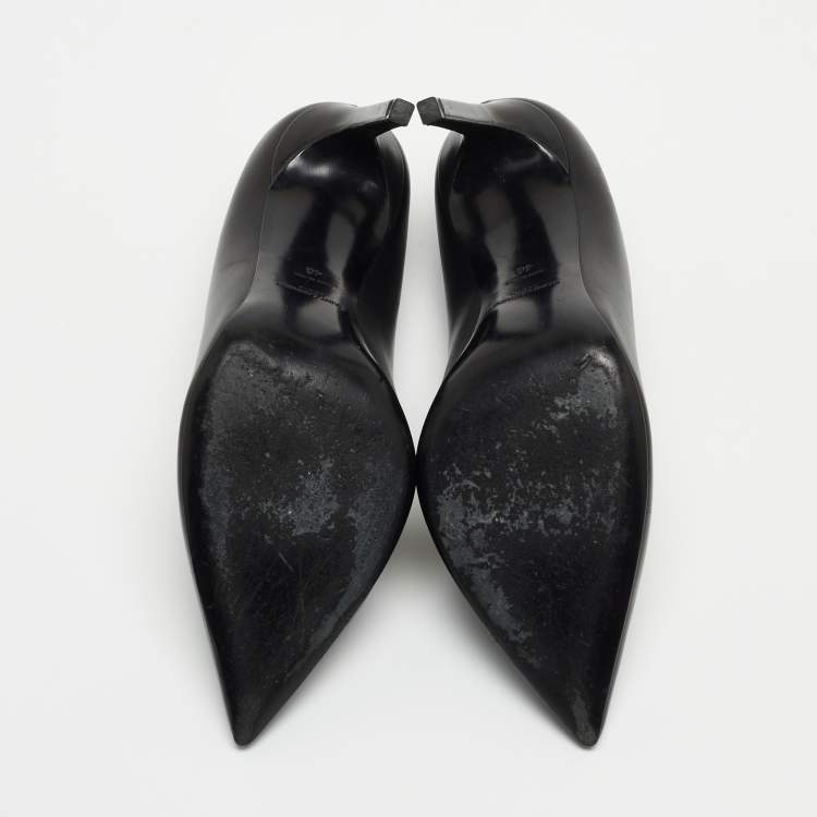 Pre Owned Saint Laurent Paris Black Leather Anja Pointed Toe Pumps Size 40
