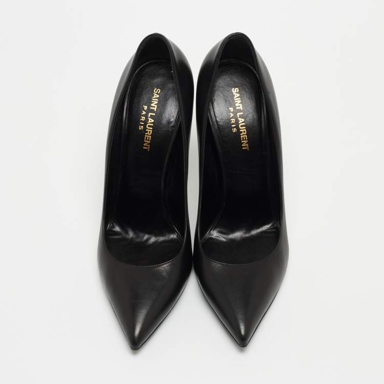 Pre Owned Saint Laurent Paris Black Leather Anja Pointed Toe Pumps Size 40