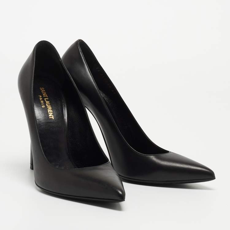 Pre Owned Saint Laurent Paris Black Leather Anja Pointed Toe Pumps Size 40