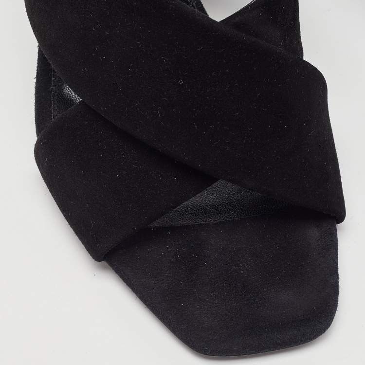 Pre Owned Saint Laurent Black Suede Loulou Slide Sandals Size 41