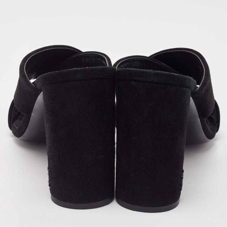 Pre Owned Saint Laurent Black Suede Loulou Slide Sandals Size 41
