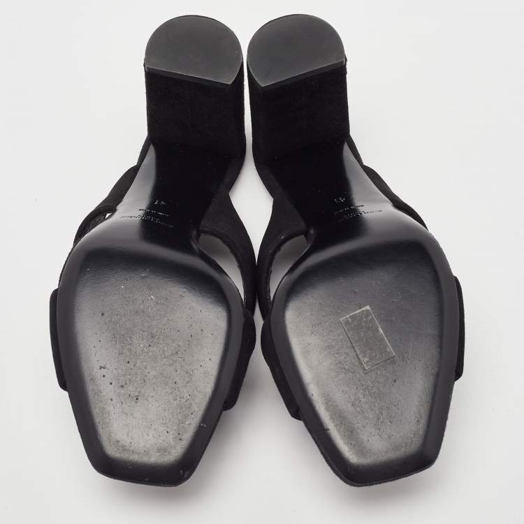 Pre Owned Saint Laurent Black Suede Loulou Slide Sandals Size 41