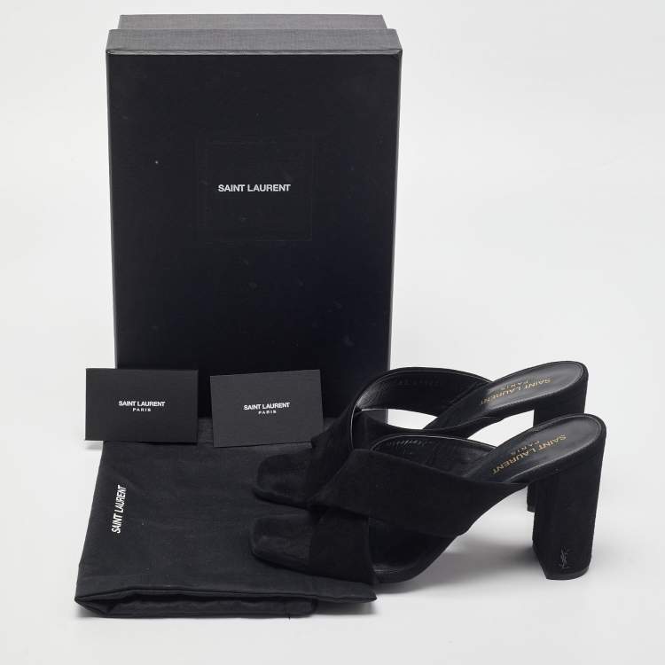 Pre Owned Saint Laurent Black Suede Loulou Slide Sandals Size 41