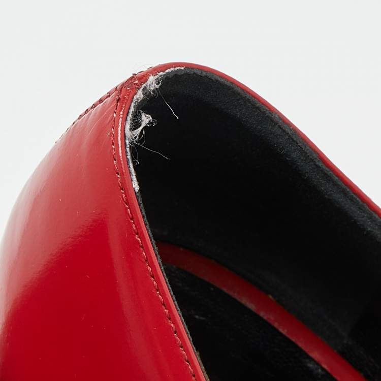 Pre Owned Saint Laurent Red Leather Tribtoo Platform Pumps Size 41