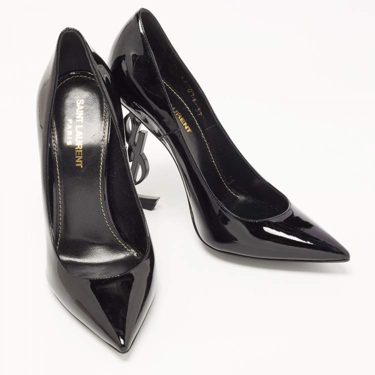 Pre Owned Saint Laurent Black Patent Opyum Pumps Size 37