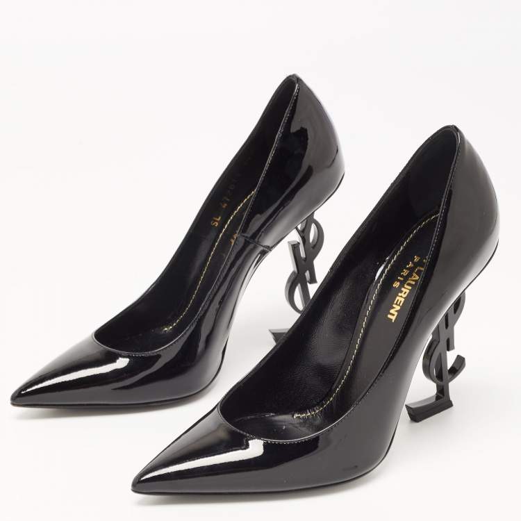 Pre Owned Saint Laurent Black Patent Opyum Pumps Size 37
