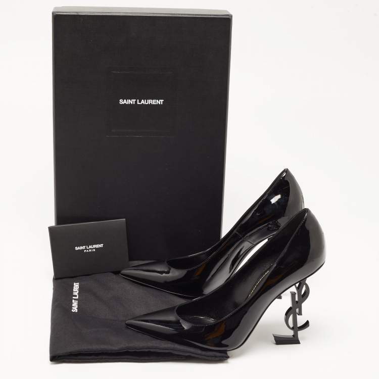 Pre Owned Saint Laurent Black Patent Opyum Pumps Size 37