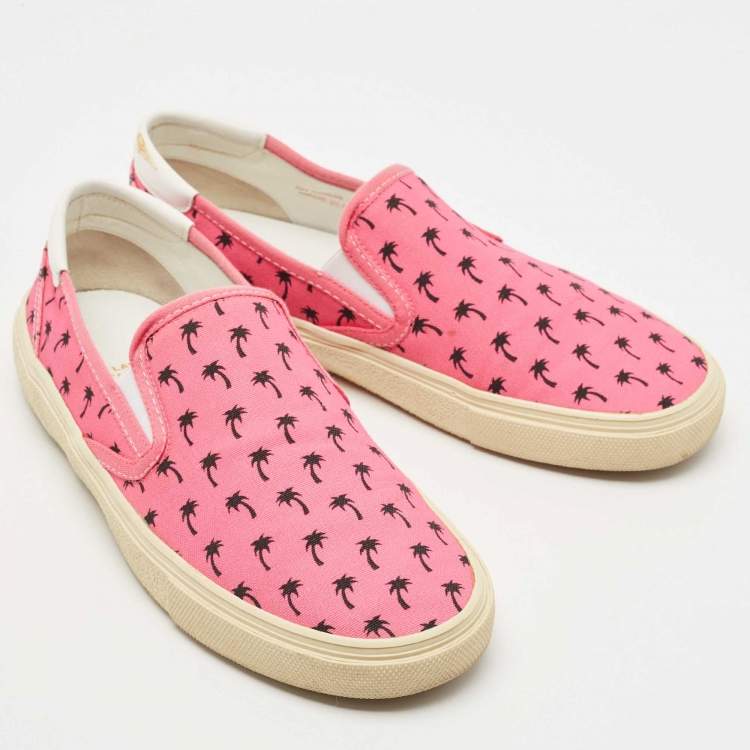 Pre Owned Saint Laurent Pink Canvas Slip On Sneakers Size 41
