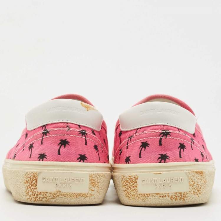 Pre Owned Saint Laurent Pink Canvas Slip On Sneakers Size 41