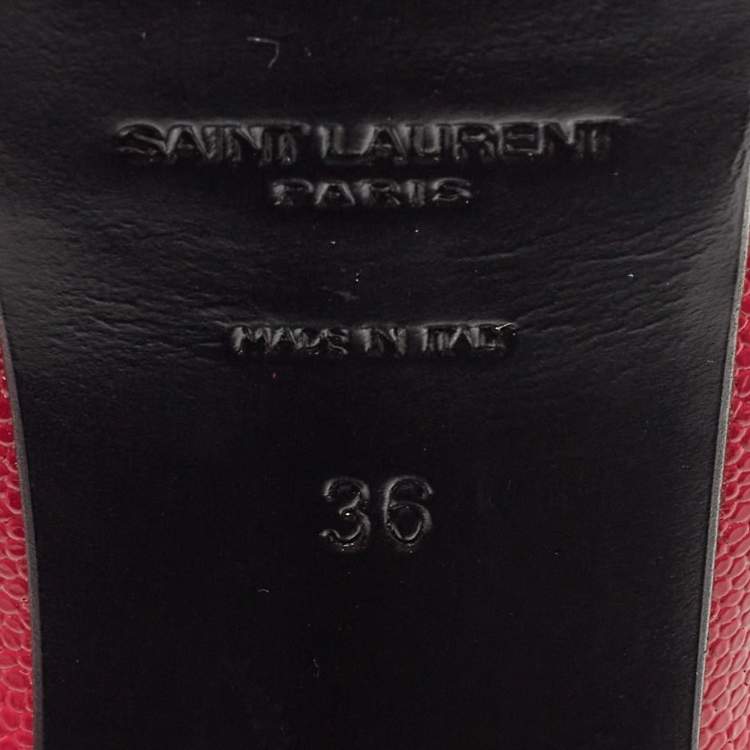 Pre Owned Saint Laurent Pink Textured Leather Janis Platform Pointed Toe Pumps Size 36