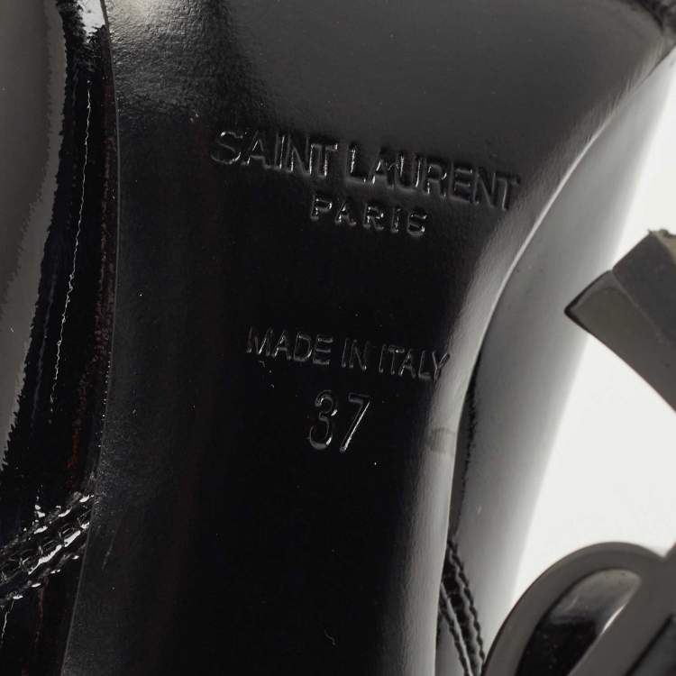 مملوكة مسبقًا Saint Laurent Paris Black Patent Leather Opyum Pointed Toe Ankle Booties Size 37