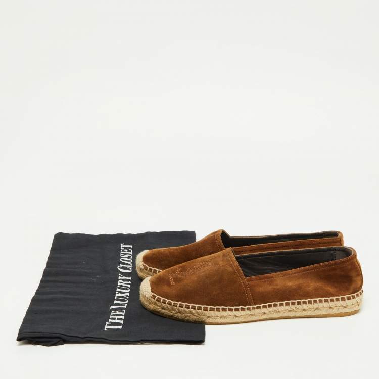 Pre Owned Saint Laurent Brown Suede Cassandra Espadrilles Slip On Loafers Size 37.5