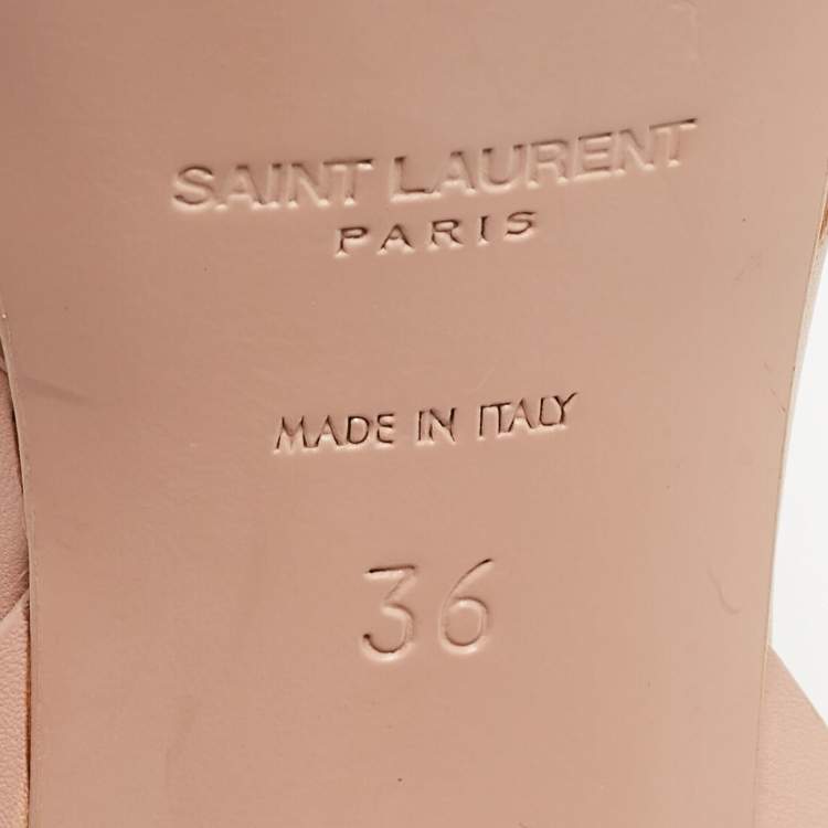 Pre Owned Saint Laurent Pink Leather Leather Tribute Sandals Size 36
