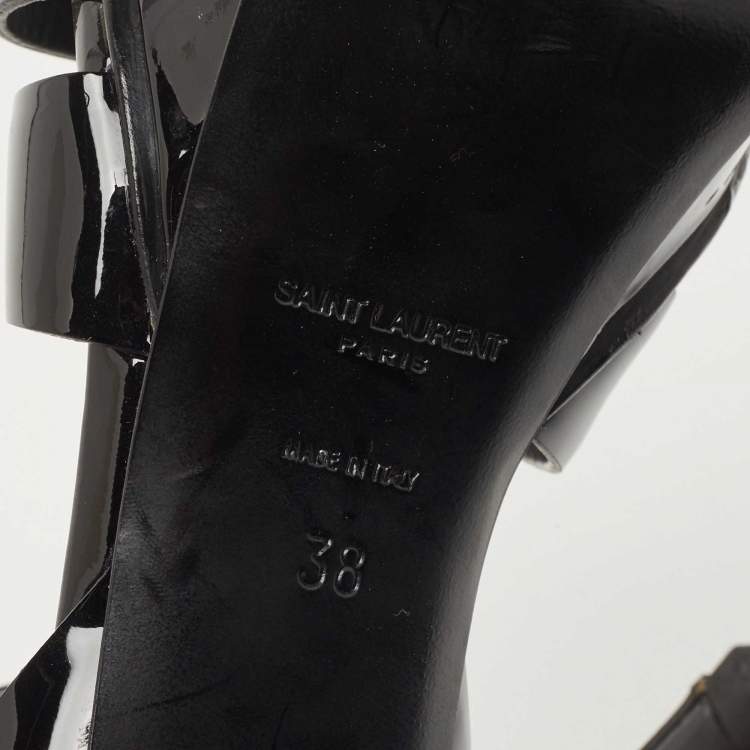 مملوكة مسبقًا Saint Laurent Black Patent Leather Tribute  Sandals Size 38