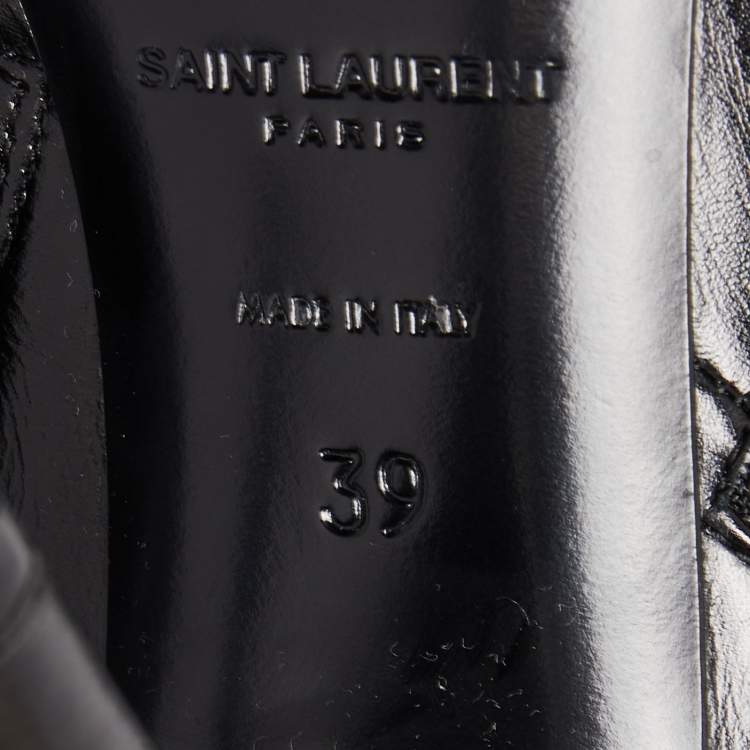 Pre Owned Saint Laurent Black Leather Knee Length Boots Size 39