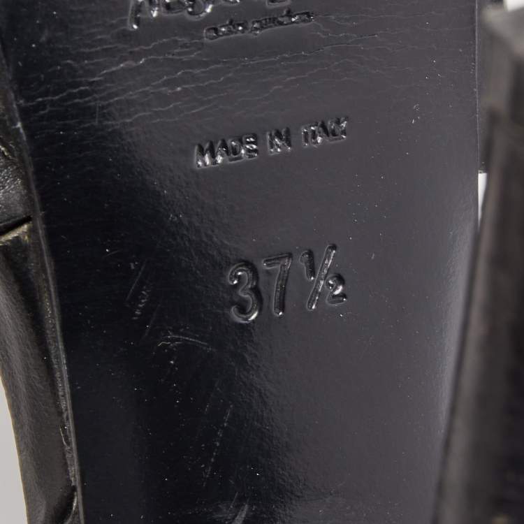 Pre Owned Saint Laurent Black Leather Tribute Sandals Size 37.5