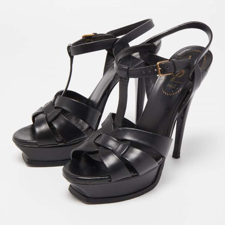 Black ysl cheap tribute sandal