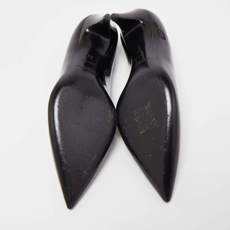 Pre Owned Saint Laurent Black Patent Leather Charlotte Pointed Pumps Size 36