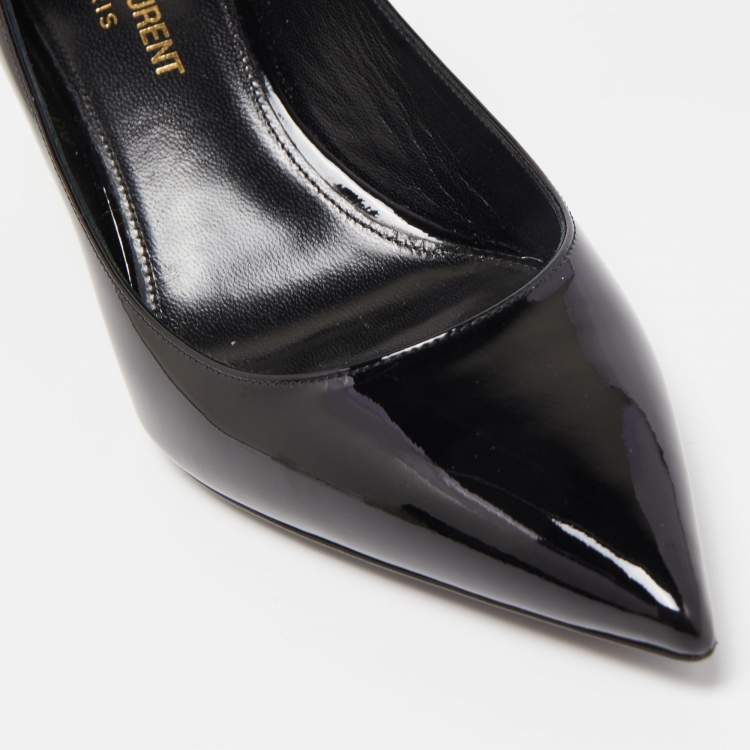 Pre Owned Saint Laurent Black Patent Leather Charlotte Pointed Pumps Size 36