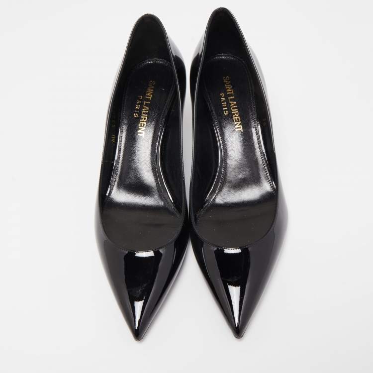 Pre Owned Saint Laurent Black Patent Leather Charlotte Pointed Pumps Size 36