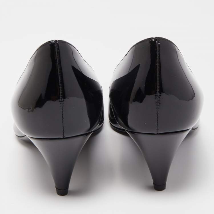 Pre Owned Saint Laurent Black Patent Leather Charlotte Pointed Pumps Size 36