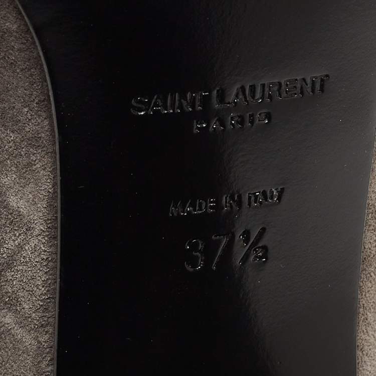 Pre Owned Saint Laurent Grey Suede Ankle Strap Sandals Size 37.5
