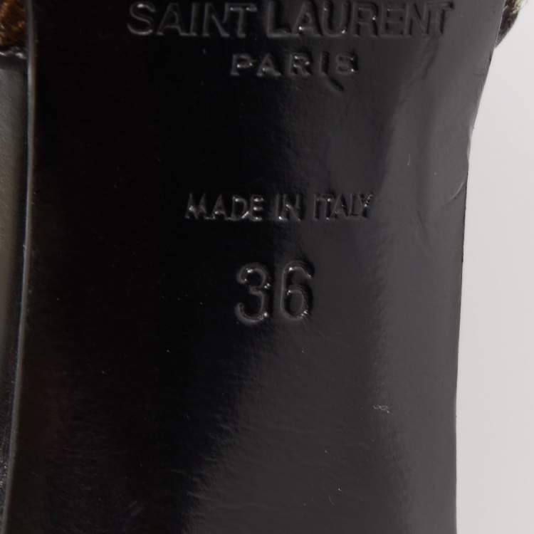 Pre Owned Saint Laurent White/Black Calf Hair Pointed Toe Pumps Size 36