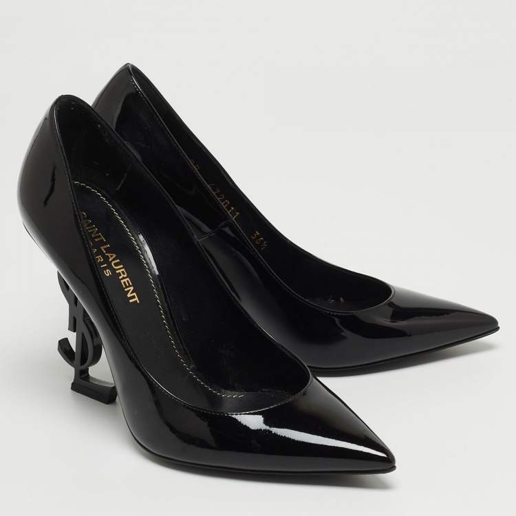 مملوكة مسبقًا Saint Laurent Black Patent Opyum Pointed Pumps Size 36.5