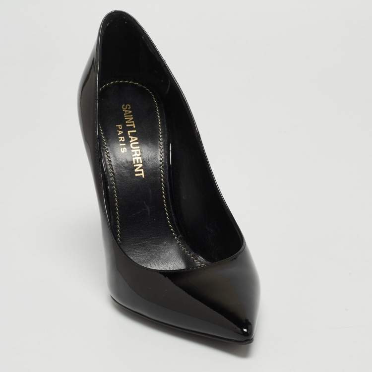 مملوكة مسبقًا Saint Laurent Black Patent Opyum Pointed Pumps Size 36.5