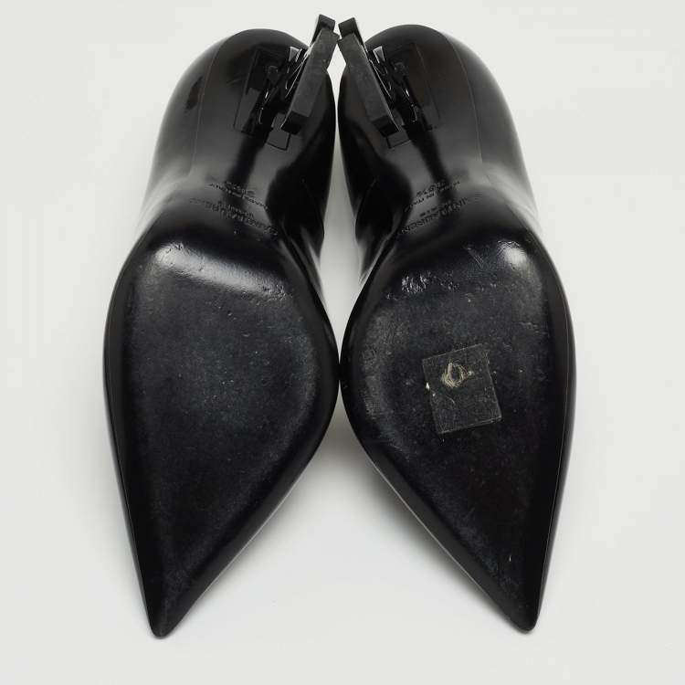 مملوكة مسبقًا Saint Laurent Black Patent Opyum Pointed Pumps Size 36.5