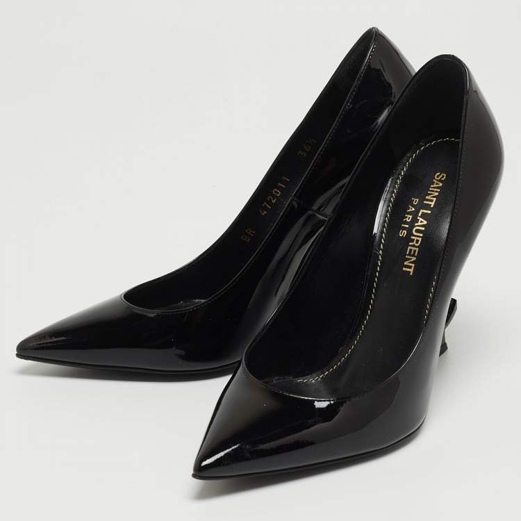 مملوكة مسبقًا Saint Laurent Black Patent Opyum Pointed Pumps Size 36.5
