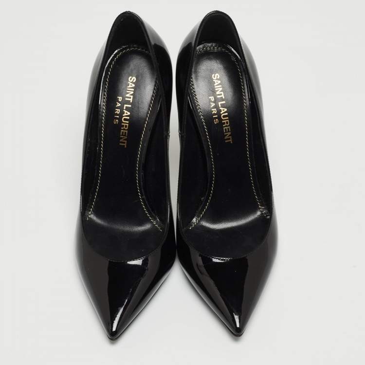مملوكة مسبقًا Saint Laurent Black Patent Opyum Pointed Pumps Size 36.5