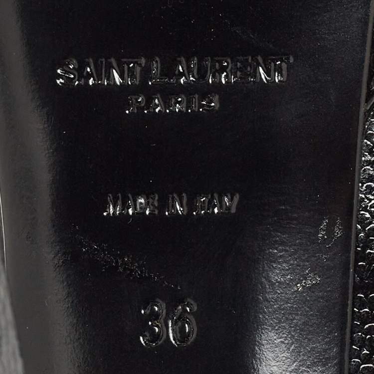 Pre Owned Saint Laurent Black Patent Leather Janis Platform Pointed Toe Pumps Size 36