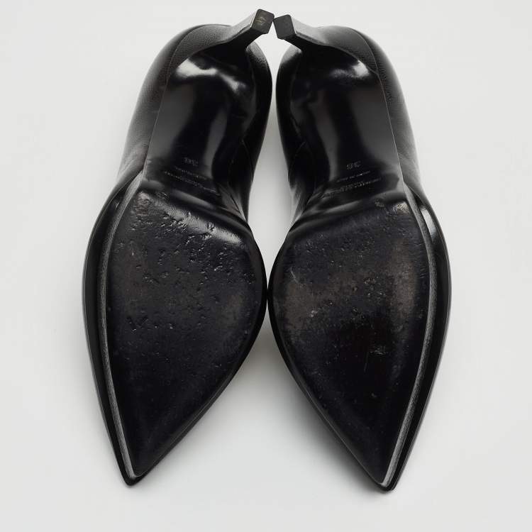 Pre Owned Saint Laurent Black Patent Leather Janis Platform Pointed Toe Pumps Size 36