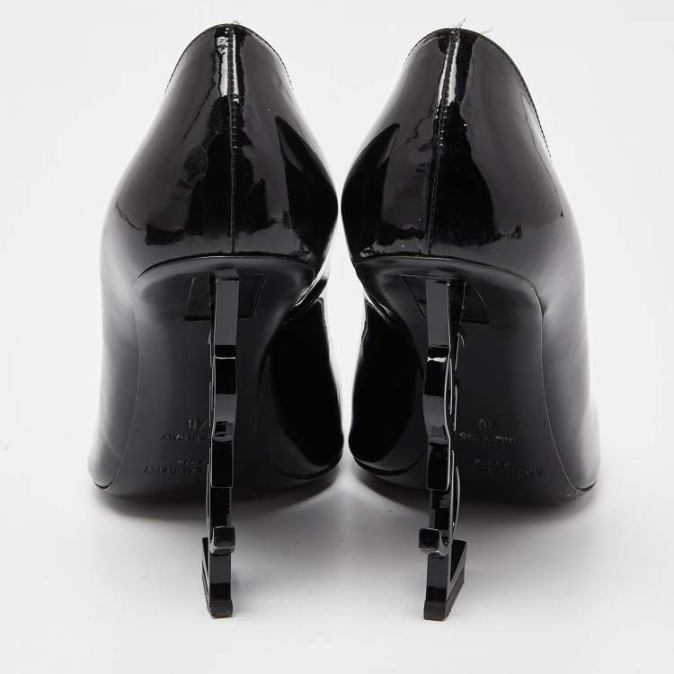 Pre Owned Saint Laurent Black Patent Leather Opyum Pointed Toe Pumps Size 40