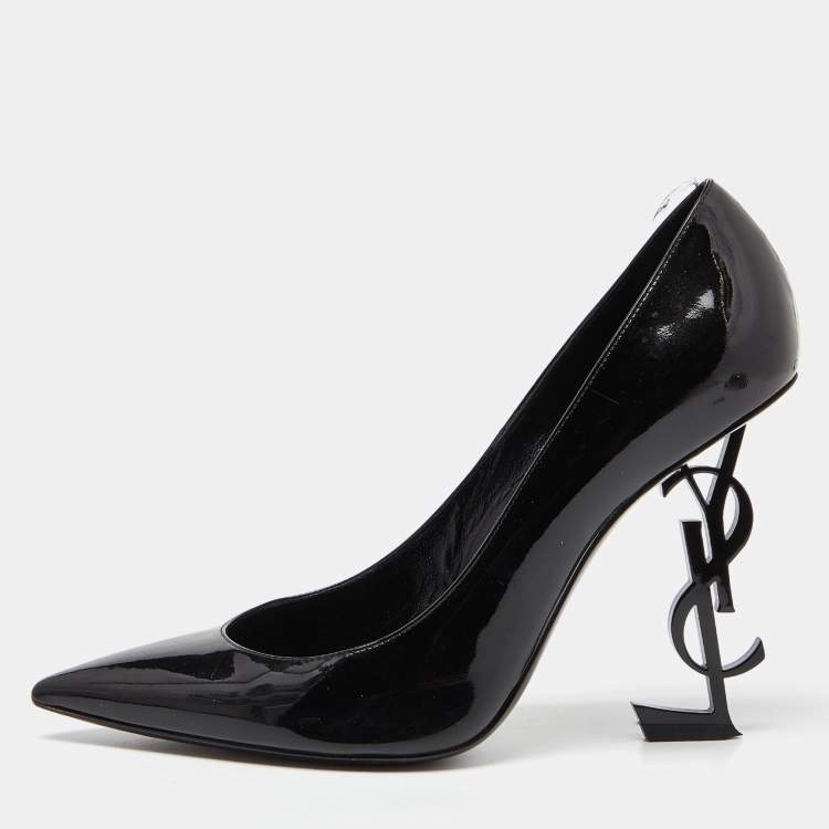 Pre Owned Saint Laurent Black Patent Leather Opyum Pointed Toe Pumps Size 40