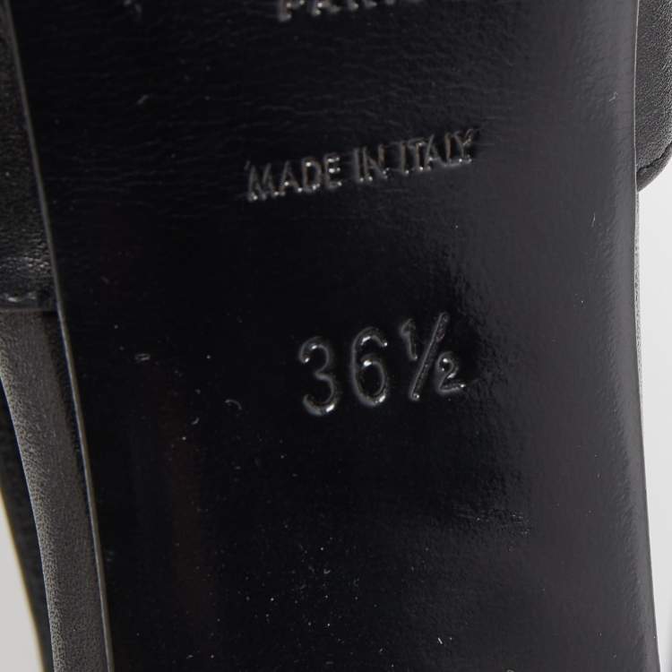 Pre Owned Saint Laurent Black Leather Studded T-Bar Platform Ankle Strap Pumps Size 36.5