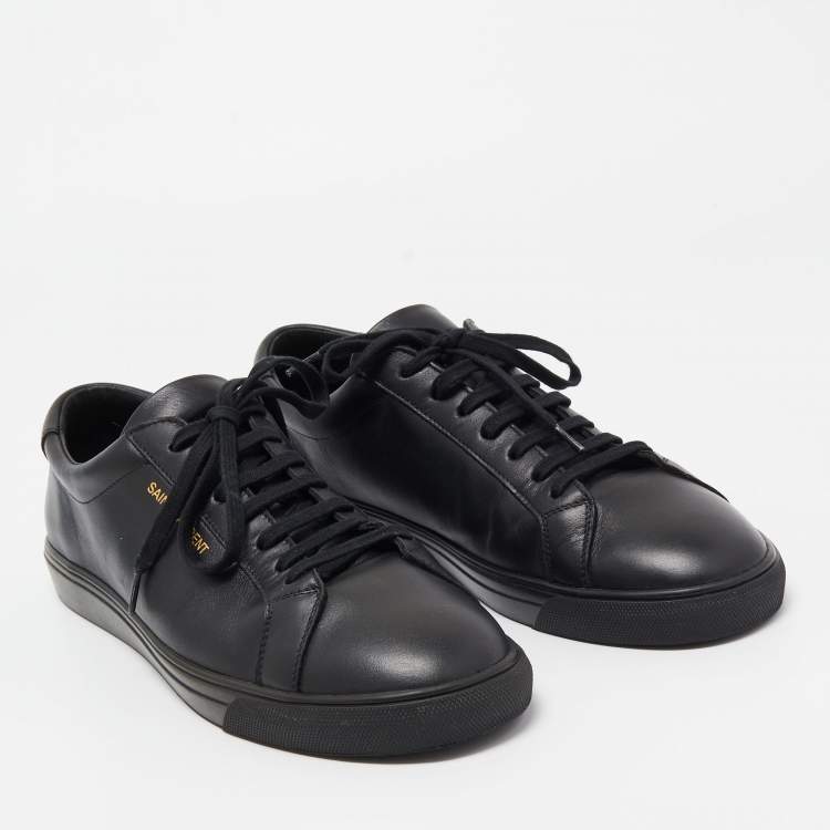 مملوكة مسبقًا Saint Laurent Paris Black Leather Andy Low Top Sneakers Size 44