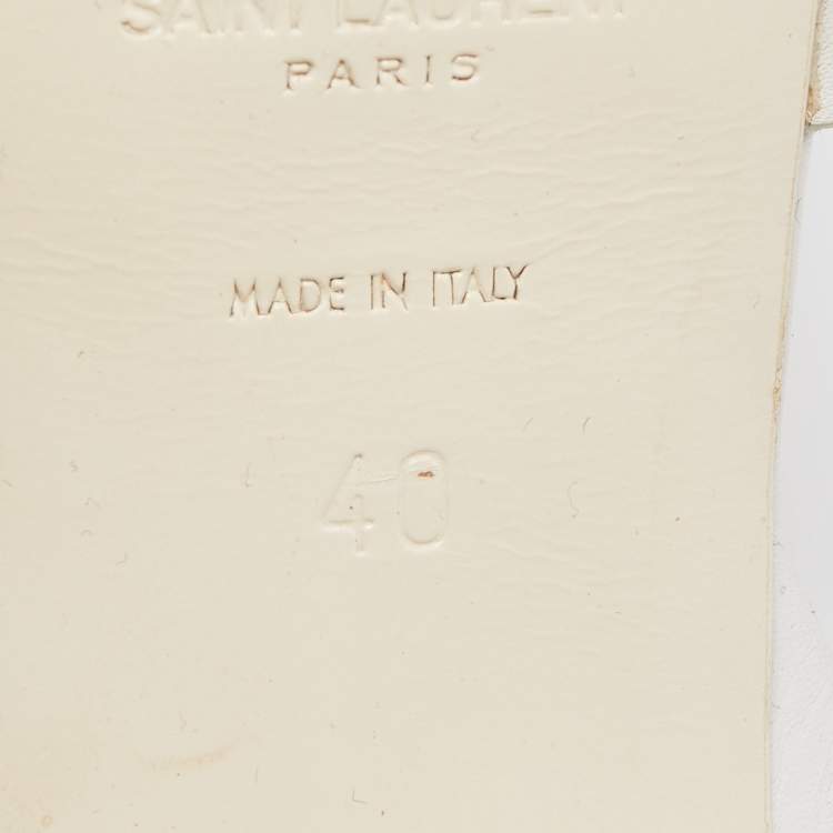 Pre Owned Saint Laurent White Leather Tribute Sandals Size 40