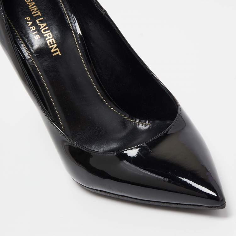Pre Owned Saint Laurent Black Patent Leather Opyum Pumps Size 38