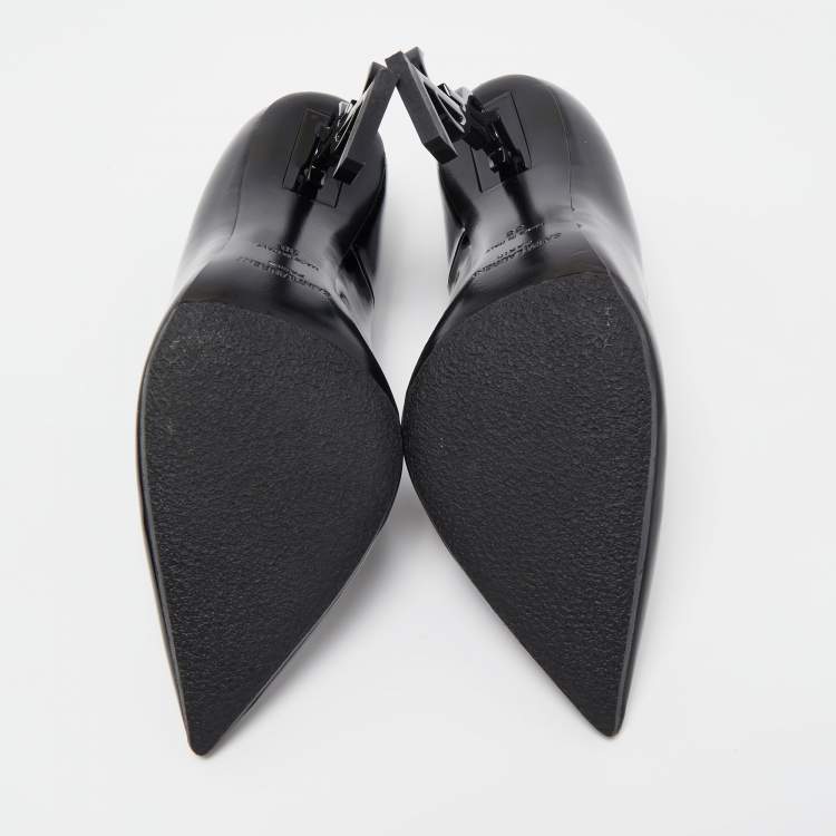 Pre Owned Saint Laurent Black Patent Leather Opyum Pumps Size 38